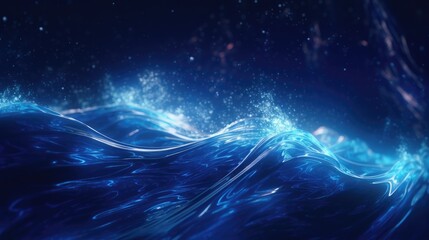 Blue Ocean Cosmic Wave Cinematic Surreal Background Art