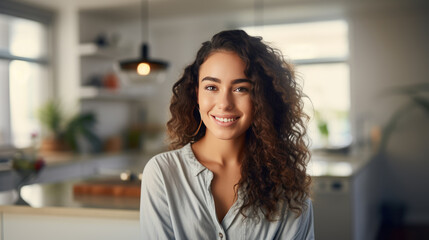 Portrait of a young girl in the kitchen