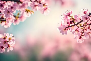 Obraz premium Spring border or background art with pink blossom