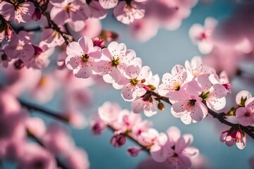 Spring border or background art with pink blossom