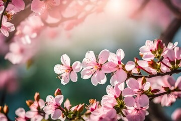 Obraz premium Spring border or background art with pink blossom