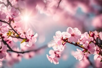 Obraz premium Spring border or background art with pink blossom