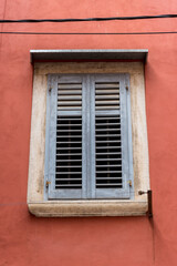 Window with blue window shutters, Rovinj, Croatia