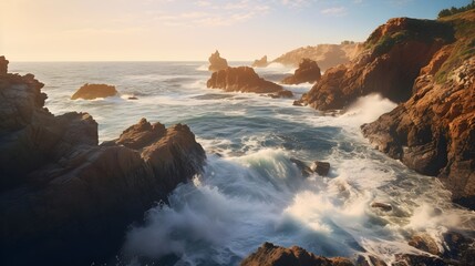 Obraz premium Kraft und Ruhe: Das ewige Duell von Wasser und Stein