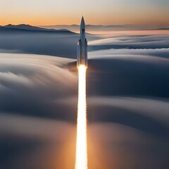 Rocket lauch in Sunset, ai generated