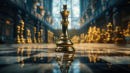 Chess pieces. A chess game symbolizing a new business strategy for the company, Generative AI - obrazy, fototapety, plakaty