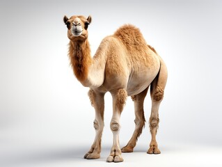 Camel isolated on a white background. Camelus dromedarius. 3D illustration. Studio.