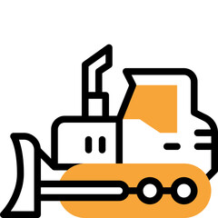 bulldozer flat line icon
