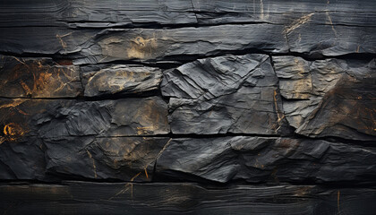 Rustic Elegance - Old Wood Texture Details with Burnt Touches on a Black Textured Background. generative AI,