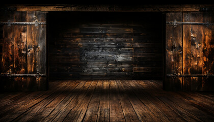 Rustic Elegance - Old Wood Texture Details with Burnt Touches on a Black Textured Background. generative AI,