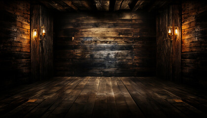 Obraz premium Rustic Elegance - Old Wood Texture Details with Burnt Touches on a Black Textured Background. generative AI,