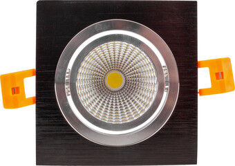LED COB light. Flat LED light panel isolated with white background. led square dowlight lighting