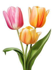 Obraz premium AI Generative bouquet tulips watercoler style isolated on transperent background