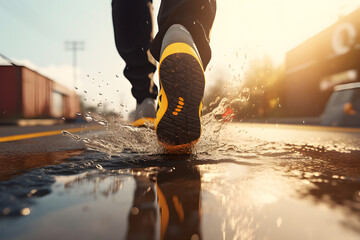 Close up shot of jogging shoes