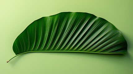 large green palm leaf bent