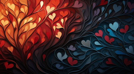 floral background with hearts