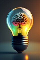 light bulb with brain