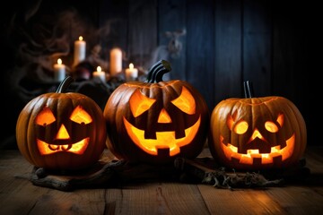 pumpkin Halloween on a wooden table