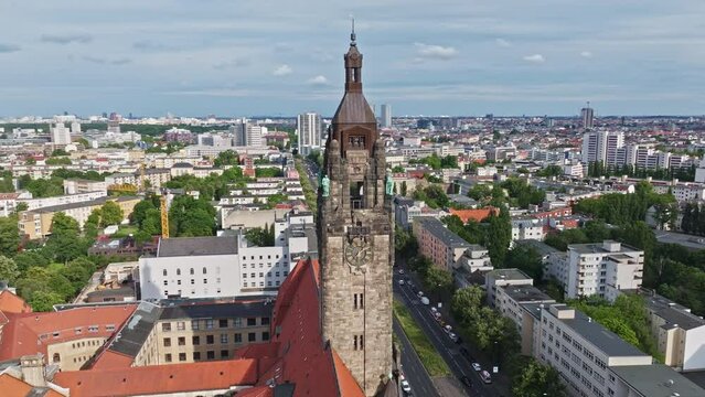 Aerial drone shot of Charlottenburg district , berlin city , Germany 