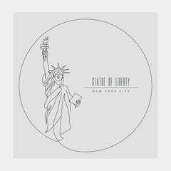 Line drawing Statue of Liberty. Architectural attraction.