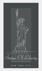 Line drawing of the Statue of Liberty in New York with the city in the background. Minimalistic drawing, sketch.
Sights, architecture.