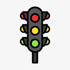 The icon of traffic light. Simple outline icon illustration, vector of traffic light for a website or mobile application on white background