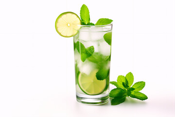 Alcohol cocktail on a white isolated background. Summer alcoholic drink