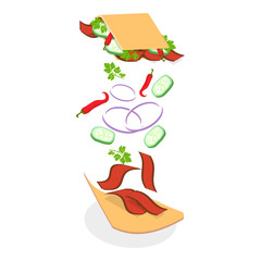 3D Isometric Flat Vector Set of Shawarmas, Middle Eastern Food. Item 4