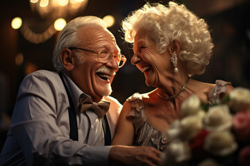 happy old people pensioners happy together