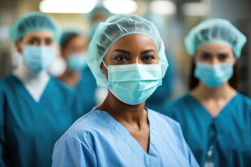 team of medical doctors after surgery in the hospital. selective focus