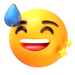 Smiling face with sweat 3D Emoji Illustrations Pack