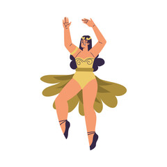 Brazilian Festival with Woman Character Dancing Vector Illustration