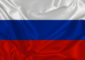 Waving silk flag of Russia