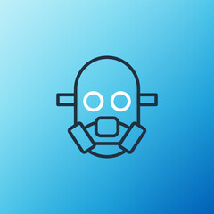 Line Gas mask icon isolated on blue background. Respirator sign. Colorful outline concept. Vector