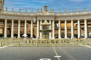 St. Peter's Basilica, Cathedral and Roman architecture historical monuments around the square in...