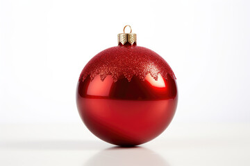 red shiny Christmas ball for tree decoration isolated on white background