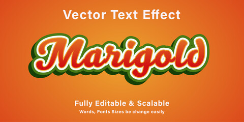Marigold Flower Style 3D Text Effect Fully Editable Vector