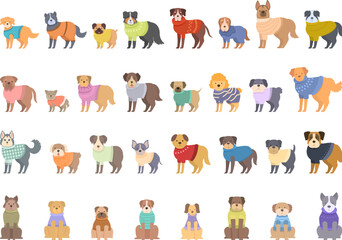 Dog Sweater icons set cartoon vector. Cute husky. Animal fashion