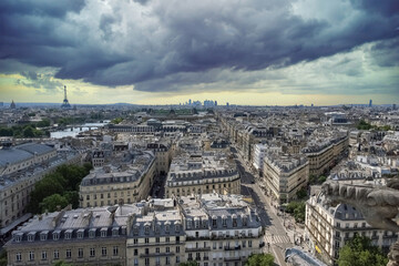 Paris, panorama of the city, with the Eiffel Tower in background

