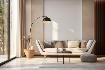 Luxury living room interior composition.