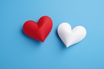 white and red hearts on a blue background