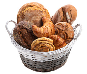 PNG, Basket with bakery products.