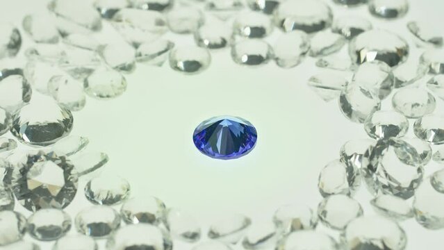 ..A blue amethyst surrounded by white diamonds..The combination of colors creates a stunning contrast, .drawing the eye to the center of the piece.
