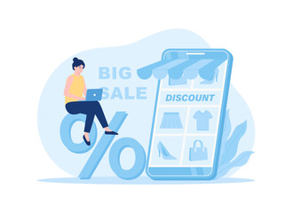 Ecommerce marketing strategy  shop discount concept flat illustration