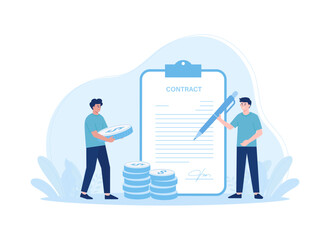 the people are working on contracts concept  flat illustration