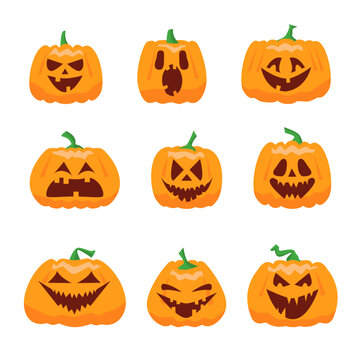 Halloween pumpkin set, collection of amazing pumpkin isolated on white background. high quality and  full editable vectors