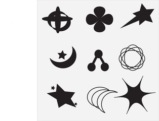 Vector Graphic Assets Set. Bold modern Shapes for Posters Template, flyers, clothes, social media, graphic design, sticker, In Y2k style, Futuristic, Anti-design, Digital Collage, Retro .