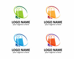 Set of colorful bag icon logo design. Collection of shopping bag and sale logo vector template