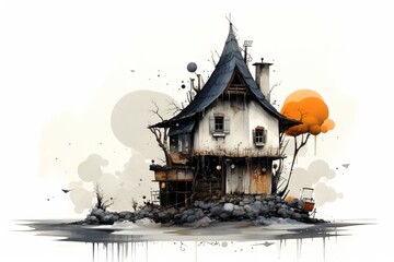 Spooky halloween building