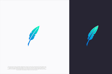 Creative quill classic signature feather ink pen. Writer, lawyer, law firm symbol. Vector design template